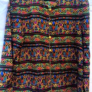 Maggie London Button Front Multicolored Silk Blouse